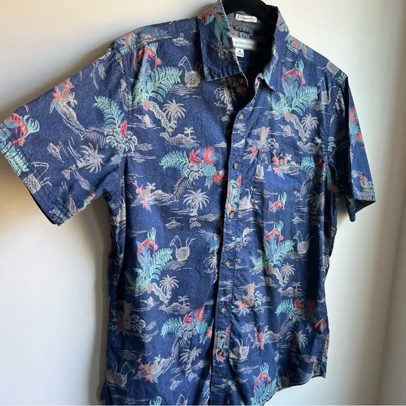 PD&C Navy Tropical Print Casual Shirt - Picture 3 of 7